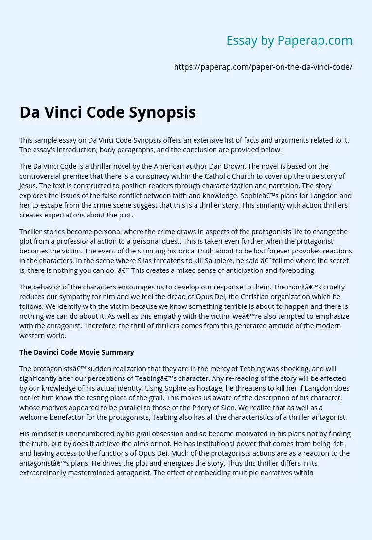 A Critical Analysis Of The Da Vinci Code And Its Impact A Critical Analysis Of The Da Vinci Code And Its Impact
