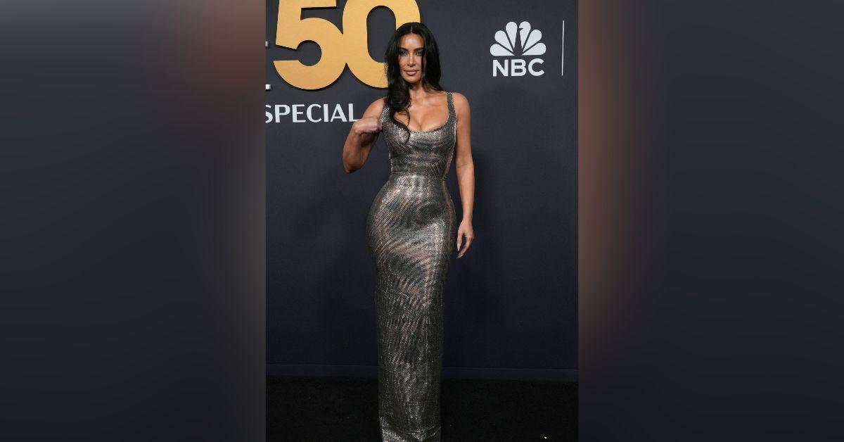 Balenciaga's Liquid Metal Moment: Kim Kardashian At SNL 50 Balenciaga's Liquid Metal Moment: Kim Kardashian At SNL 50