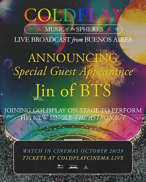 BTS Jin Promises Fans A Swift Return Following Coldplay Seoul Show BTS Jin Promises Fans A Swift Return Following Coldplay Seoul Show