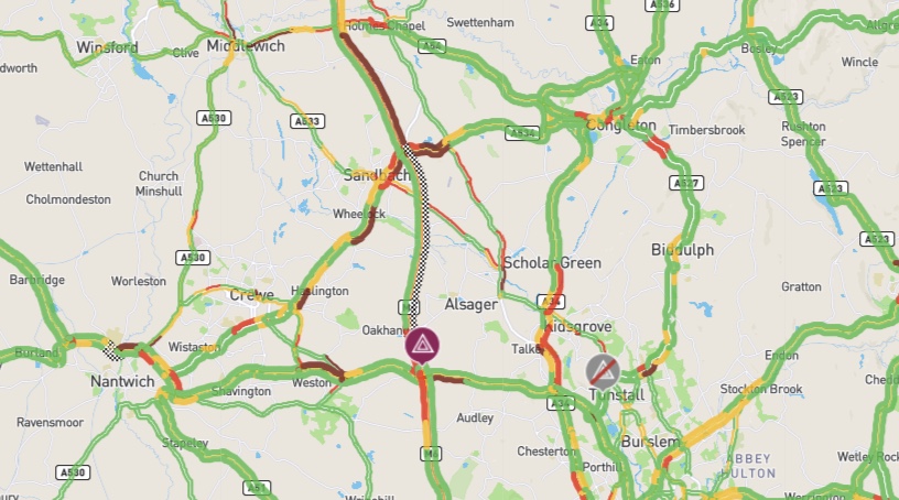 Delays On M56 Near Cheshire/Deeside Border Due To Collision Delays On M56 Near Cheshire/Deeside Border Due To Collision