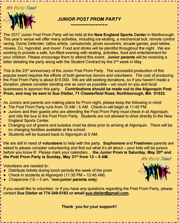 DSM East High After-Prom: Volunteers & Donations Needed DSM East High After-Prom: Volunteers & Donations Needed