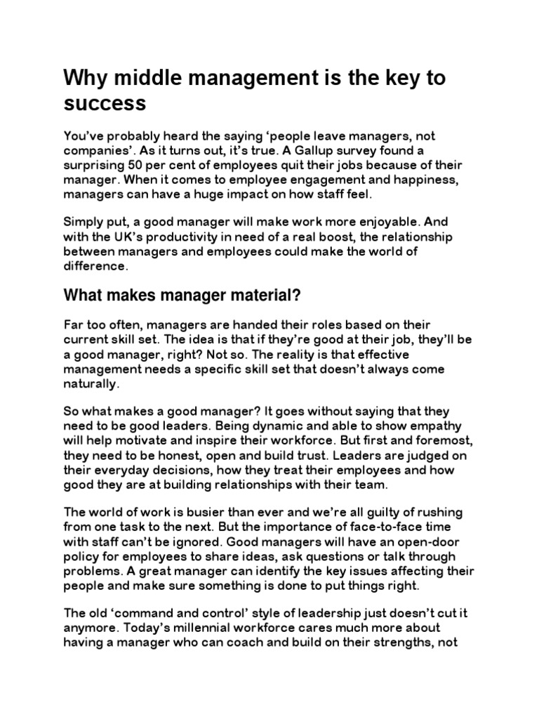 How Middle Managers Drive Productivity And Employee Satisfaction How Middle Managers Drive Productivity And Employee Satisfaction