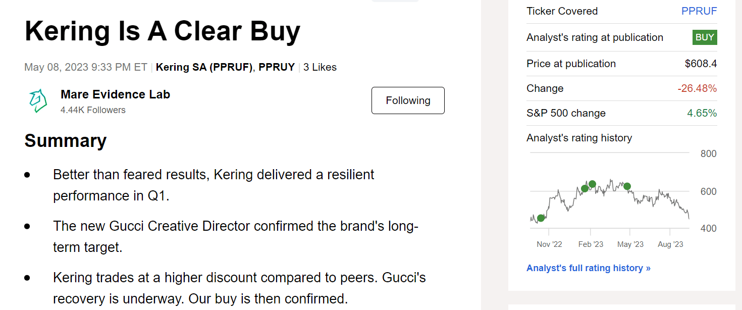 Kering Stock Takes A Hit: Q1 Results Fuel 6% Share Decline Kering Stock Takes A Hit: Q1 Results Fuel 6% Share Decline