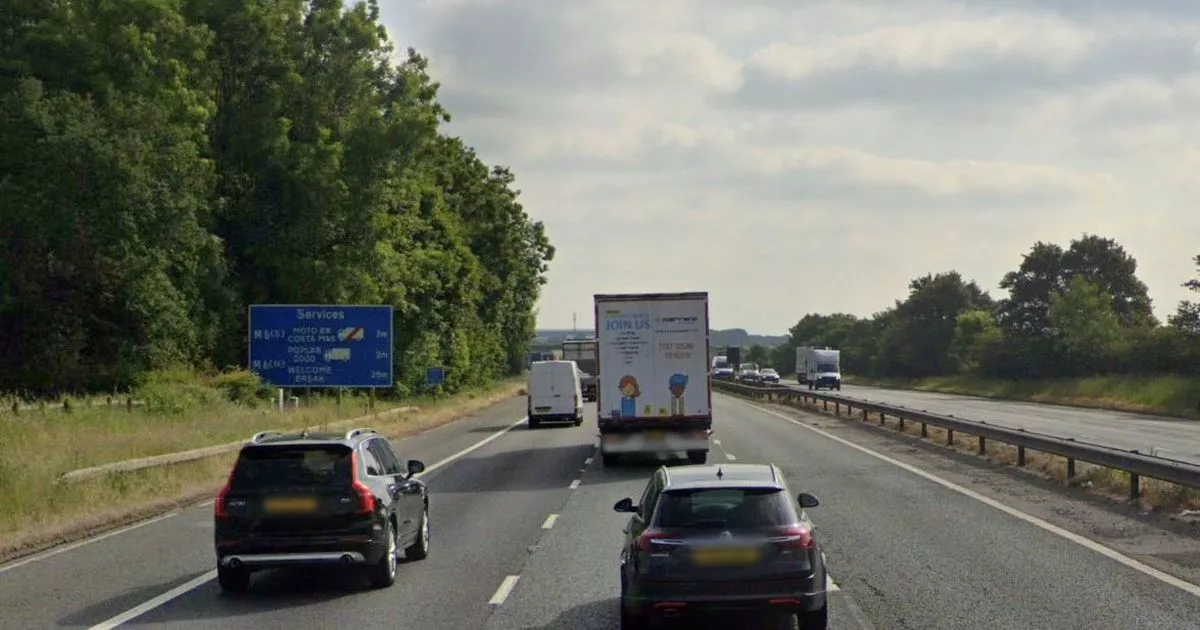 M56 Car Crash: Overturned Vehicle, Casualty Treated On Motorway M56 Car Crash: Overturned Vehicle, Casualty Treated On Motorway