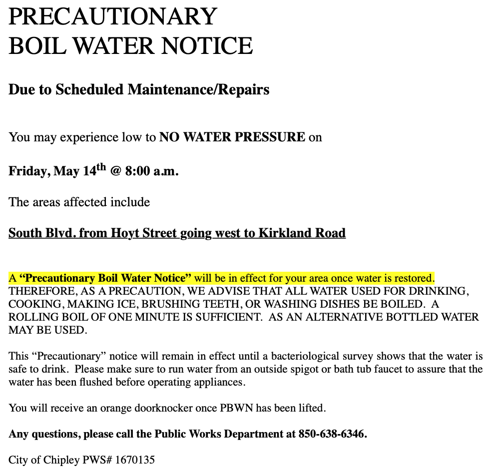 Ogeechee Road Neighborhood On Boil Water Notice Ogeechee Road Neighborhood On Boil Water Notice