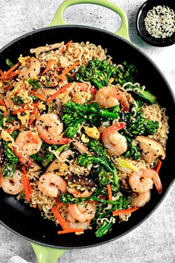 One-Pan Shrimp Ramen Stir-Fry For Effortless Cooking