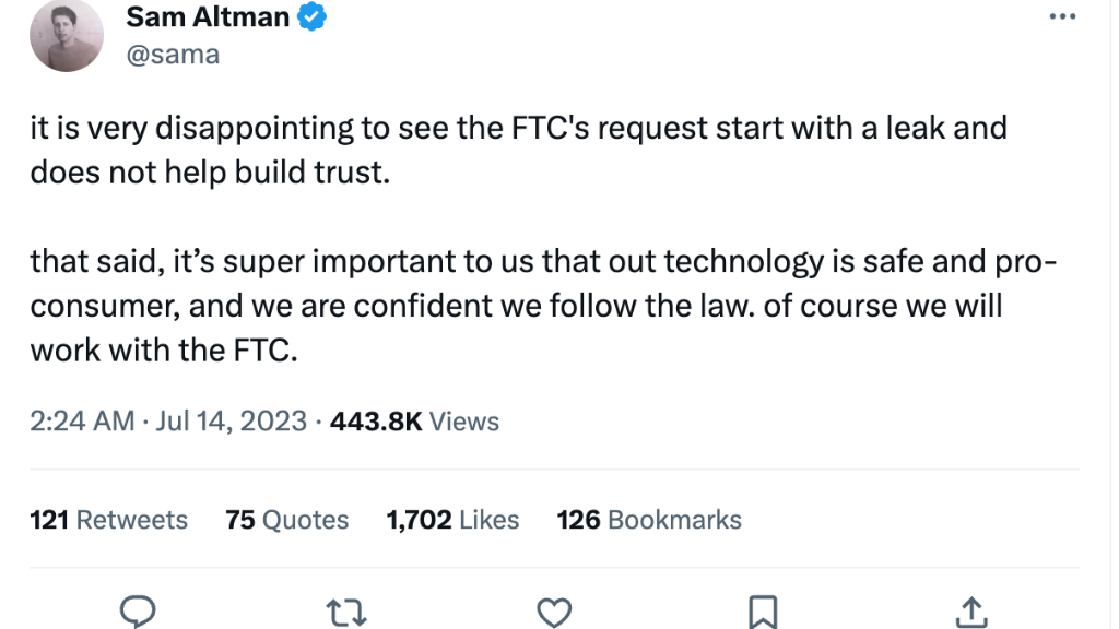 OpenAI Under FTC Scrutiny:  ChatGPT And The Future Of AI Regulation