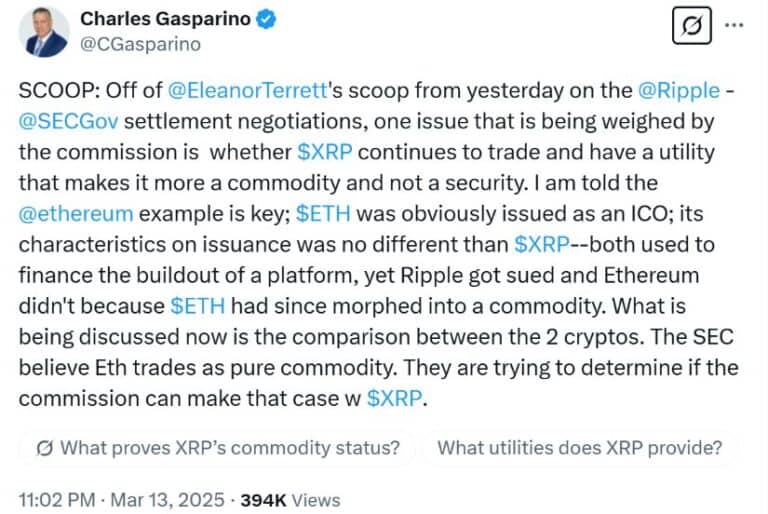Ripple Lawsuit: SEC's Potential XRP Commodity Classification In Settlement Talks Ripple Lawsuit: SEC's Potential XRP Commodity Classification In Settlement Talks