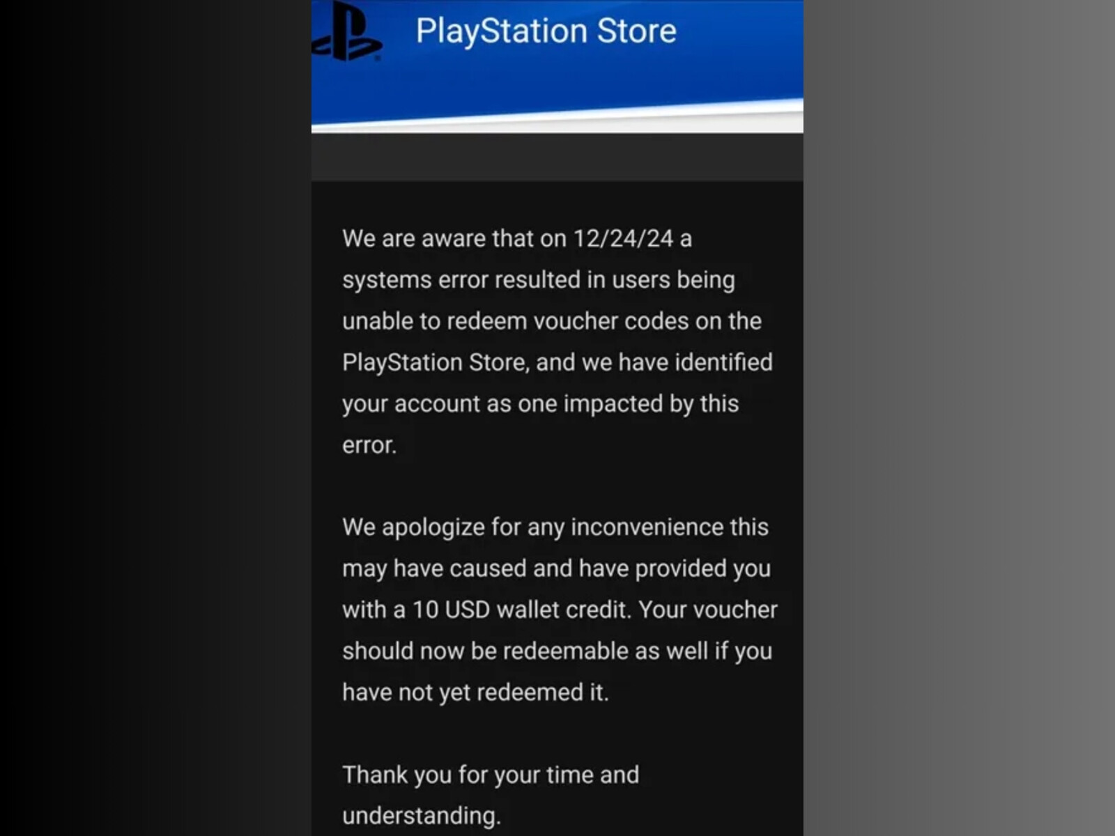 Sony PlayStation Christmas Voucher Glitch: Free Credit Compensation Sony PlayStation Christmas Voucher Glitch: Free Credit Compensation