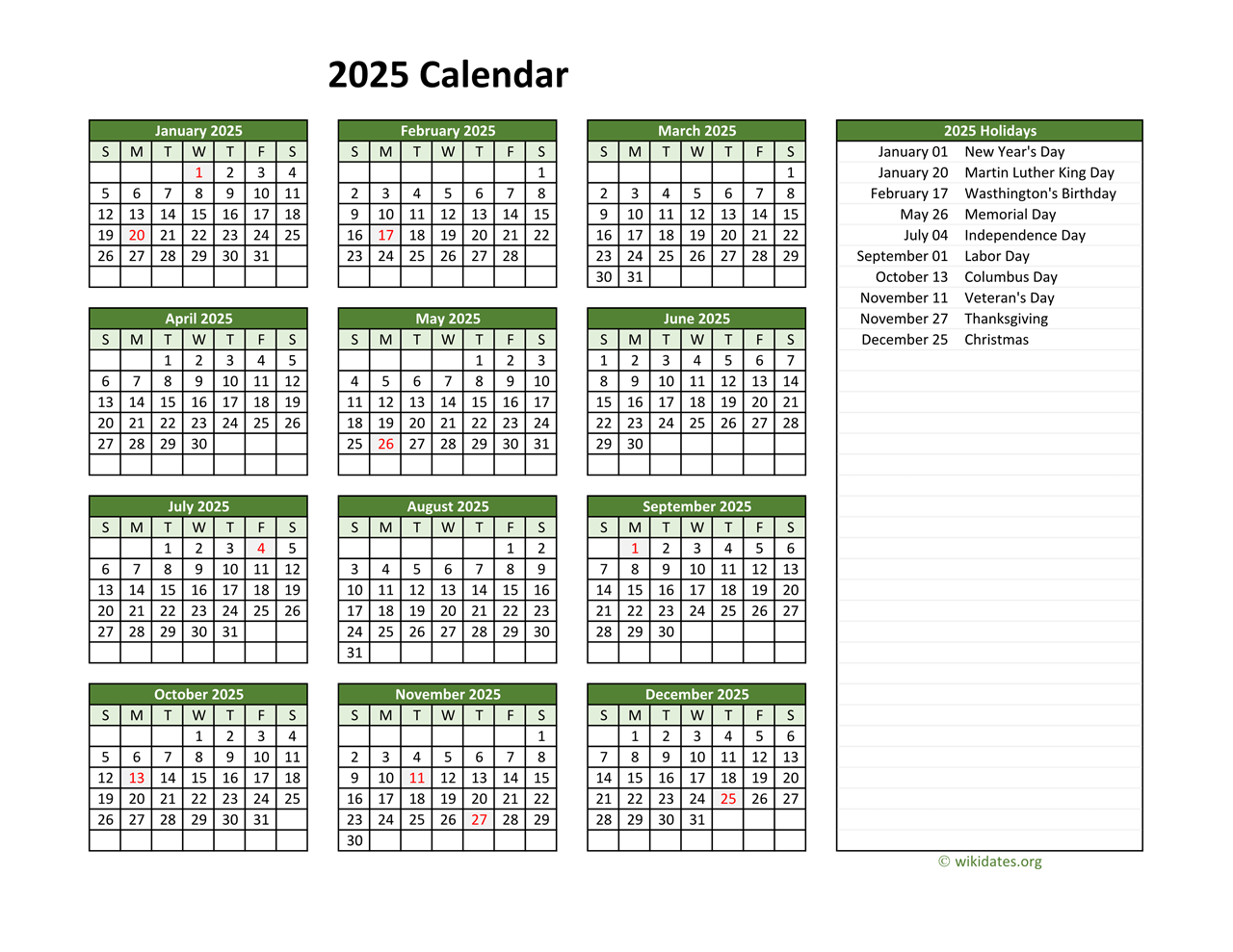 US Holiday Calendar 2025: Federal, State, And Bank Holidays US Holiday Calendar 2025: Federal, State, And Bank Holidays